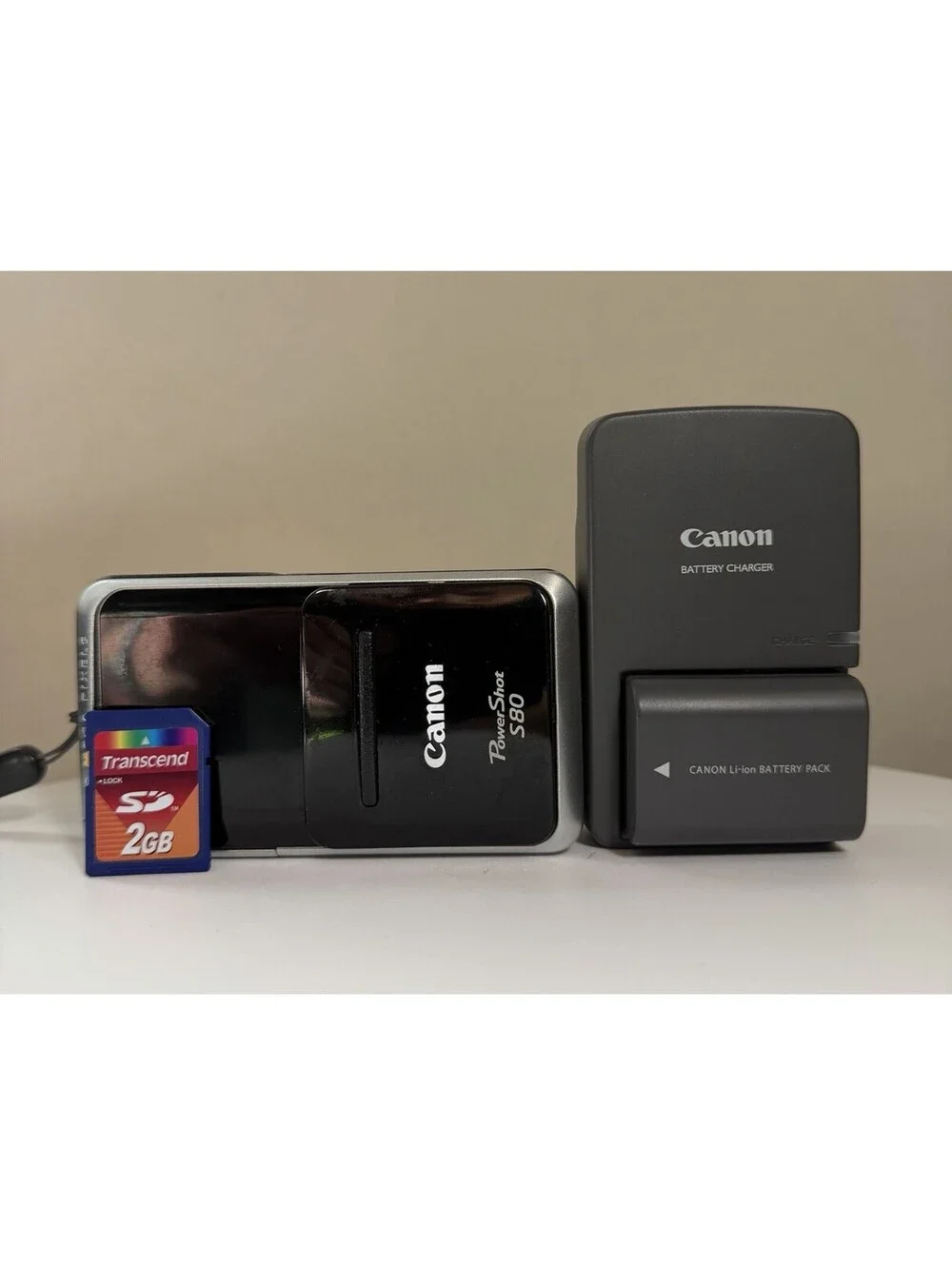Canon PowerShot S80 Digital Camera BLK/Silver 8.0 MP W/Battery, Charger, 2GB SD